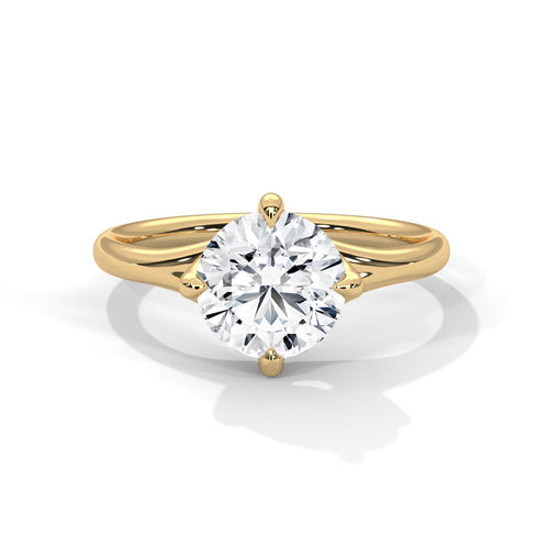 1 to 3 carat round lab diamond ring in 14K yellow gold