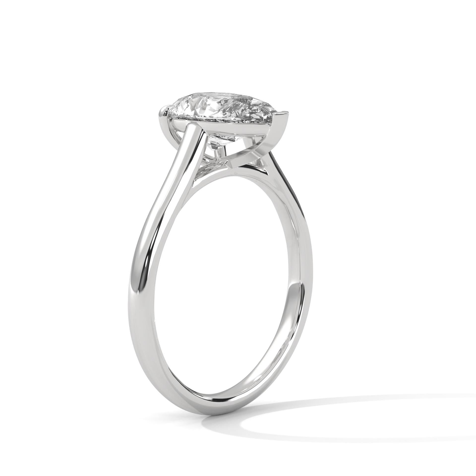 Pear Cut Lab Grown Diamond Cathedral Solitaire Ring | E VS1 | 14K 18K Gold