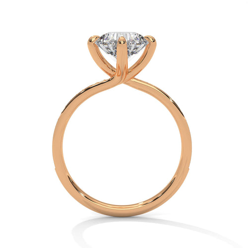 Rose gold round pave engagement ring featuring hand-set micro-pavé diamonds