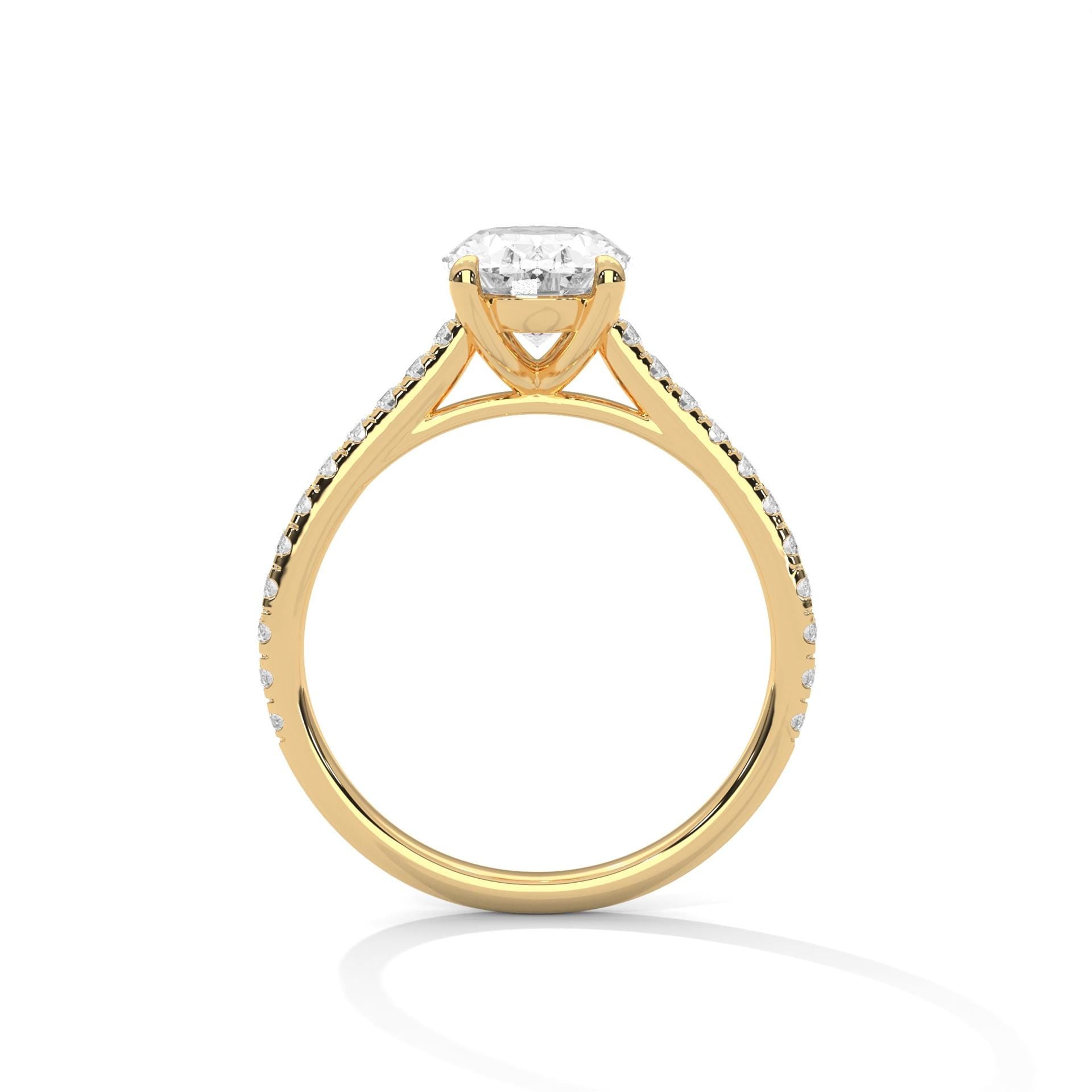 Oval Lab Grown Diamond Pavé Band Engagement Ring | IGI Certified | 1ct 2ct 3ct