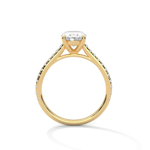 Oval Lab Grown Diamond Pavé Band Engagement Ring | IGI Certified | 1ct 2ct 3ct