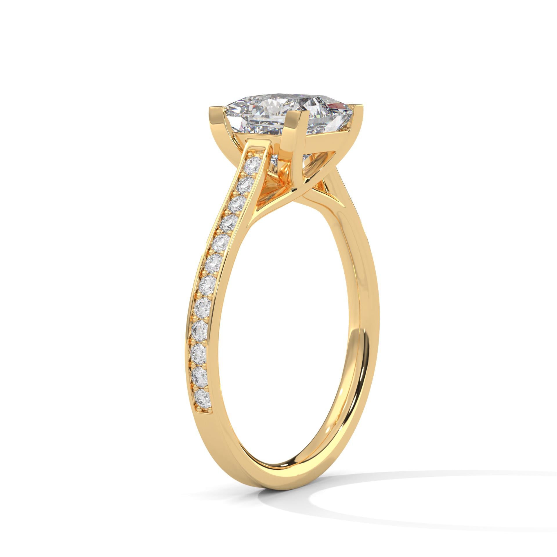 Princess Cut Lab Grown Diamond Pavé Cathedral Ring