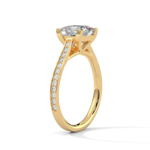 Princess Cut Lab Grown Diamond Pavé Cathedral Ring