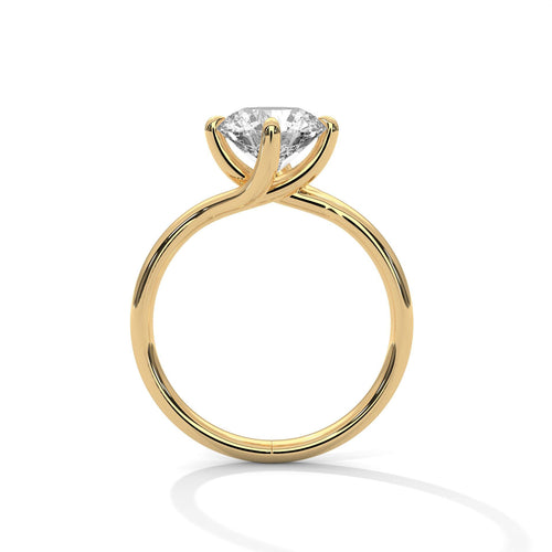 Round Brilliant Twisted Bypass Solitaire Lab Grown Diamond Ring | 14K 18K Gold