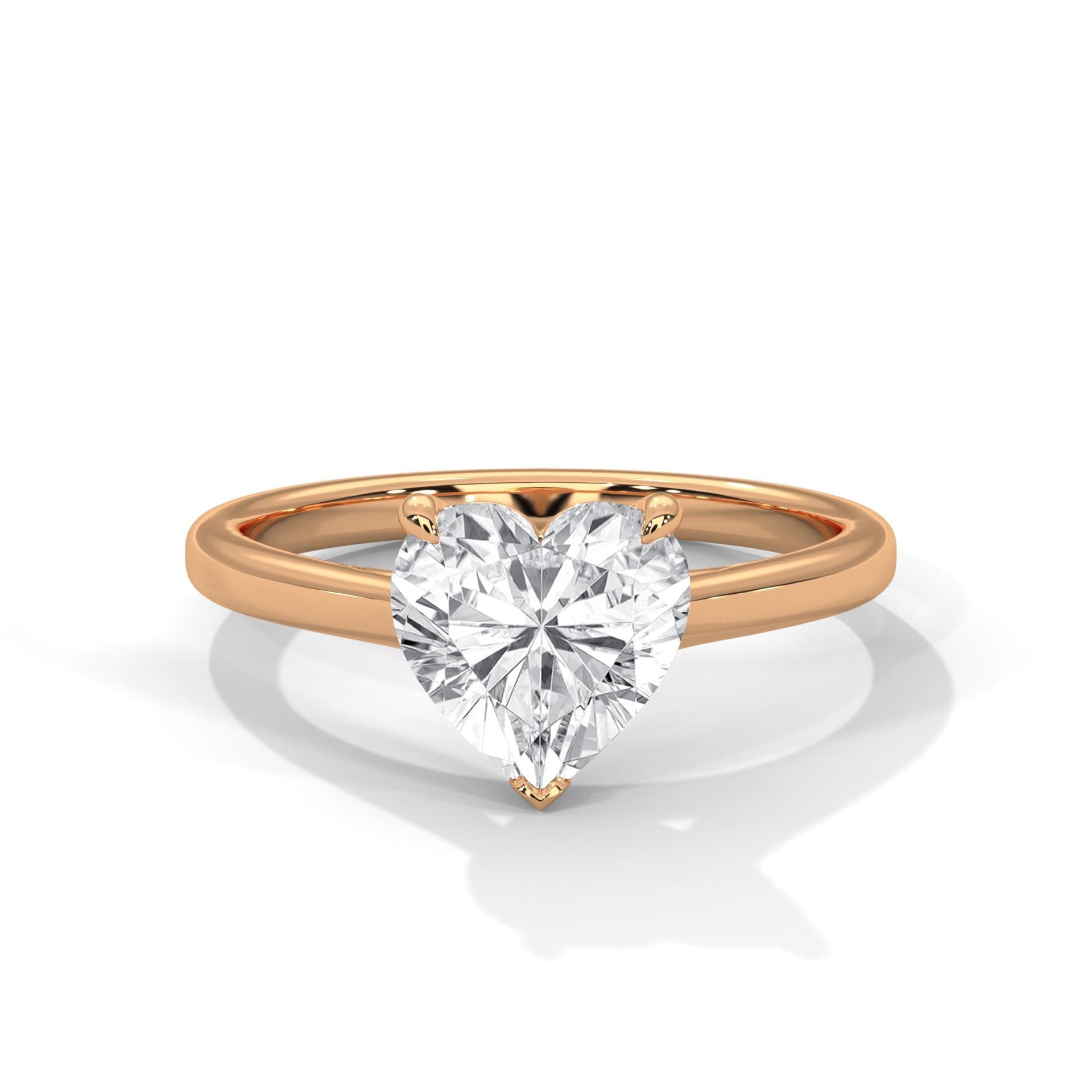 Architectural rose gold cathedral setting for heart shape diamond