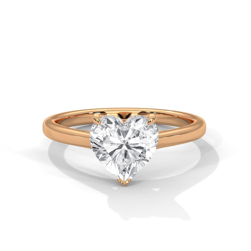 Architectural rose gold cathedral setting for heart shape diamond