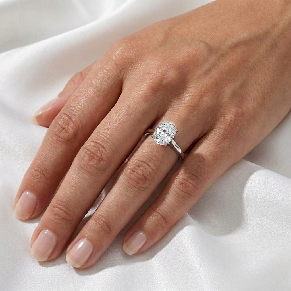 Oval Cut Lab Grown Diamond Cathedral Solitaire Engagement Ring | 14K 18K Gold | 1–3ct