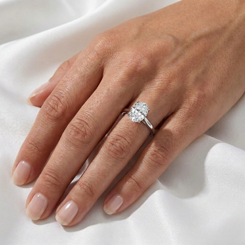Oval Cut Lab Grown Diamond Cathedral Solitaire Engagement Ring | 14K 18K Gold | 1–3ct