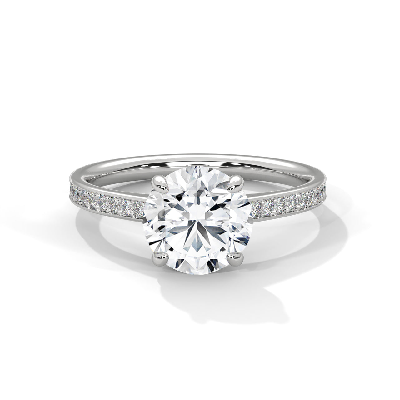 Round Lab Grown Diamond Solitaire Engagement Ring | 4-Prong | 14K 18K Gold