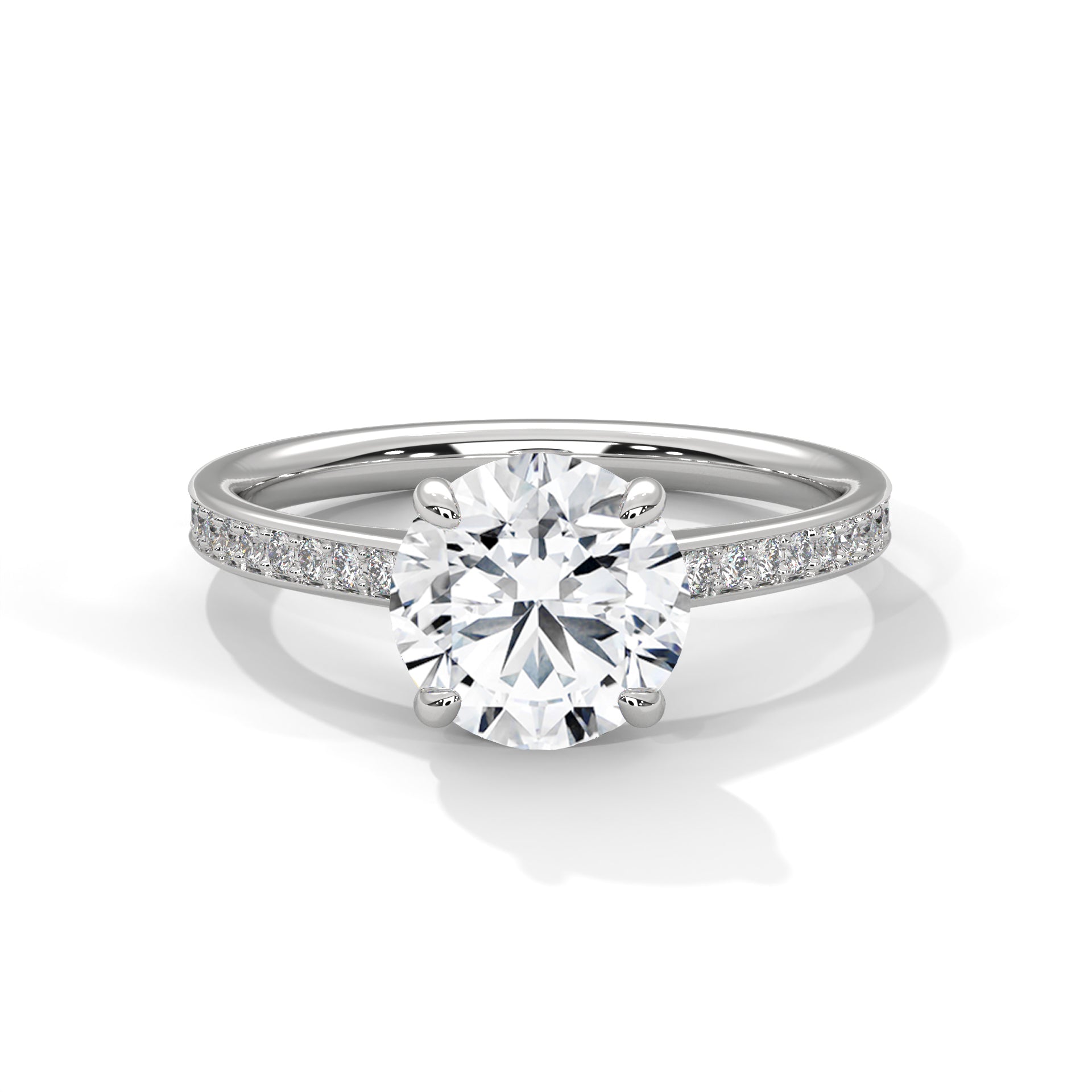 Round Lab Grown Diamond Solitaire Engagement Ring | 4-Prong | 14K 18K Gold