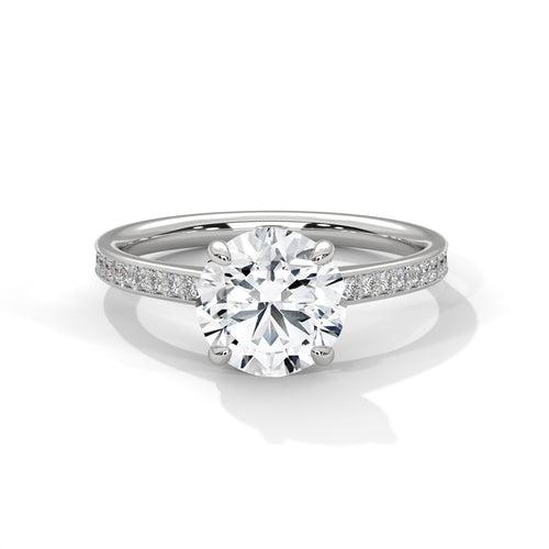 Round Lab Grown Diamond Solitaire Engagement Ring | 4-Prong | 14K 18K Gold