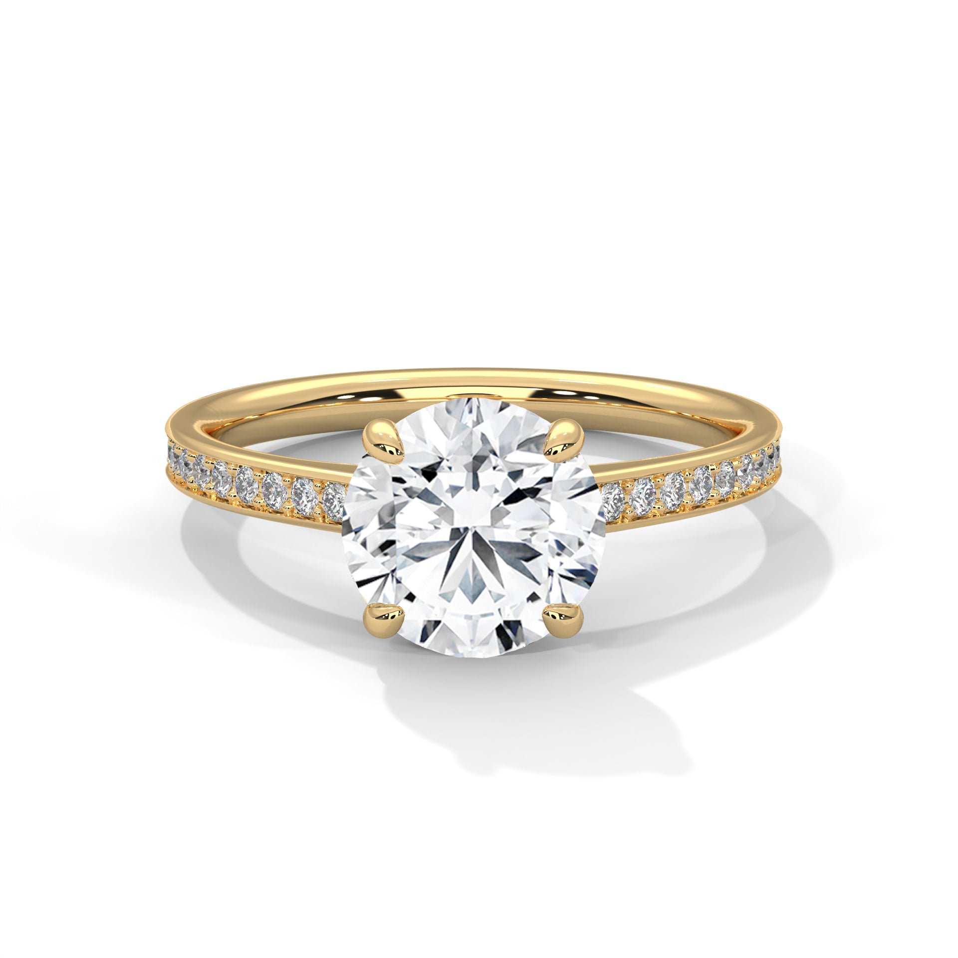 Round Lab Grown Diamond Solitaire Engagement Ring | 4-Prong | 14K 18K Gold