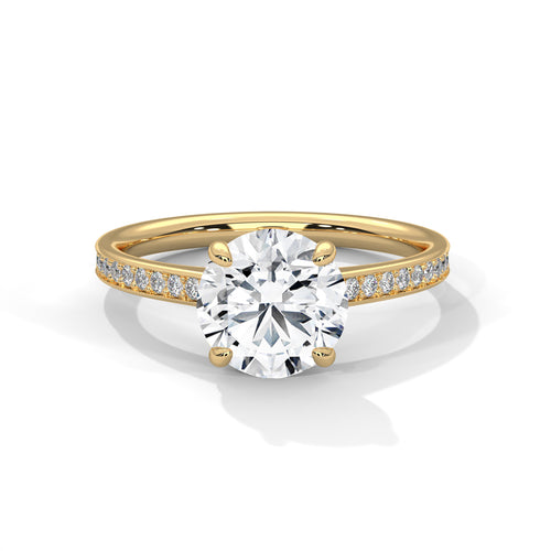 Round Lab Grown Diamond Solitaire Engagement Ring | 4-Prong | 14K 18K Gold
