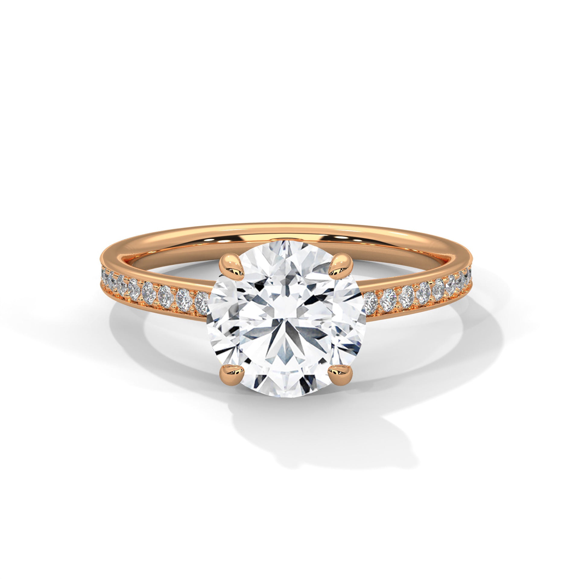 Round Lab Grown Diamond Solitaire Engagement Ring | 4-Prong | 14K 18K Gold