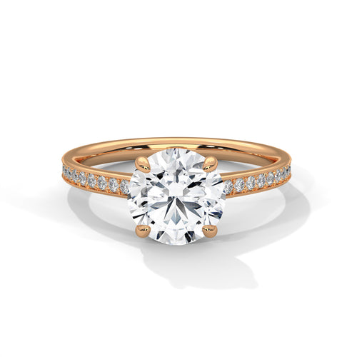 Round Lab Grown Diamond Solitaire Engagement Ring | 4-Prong | 14K 18K Gold