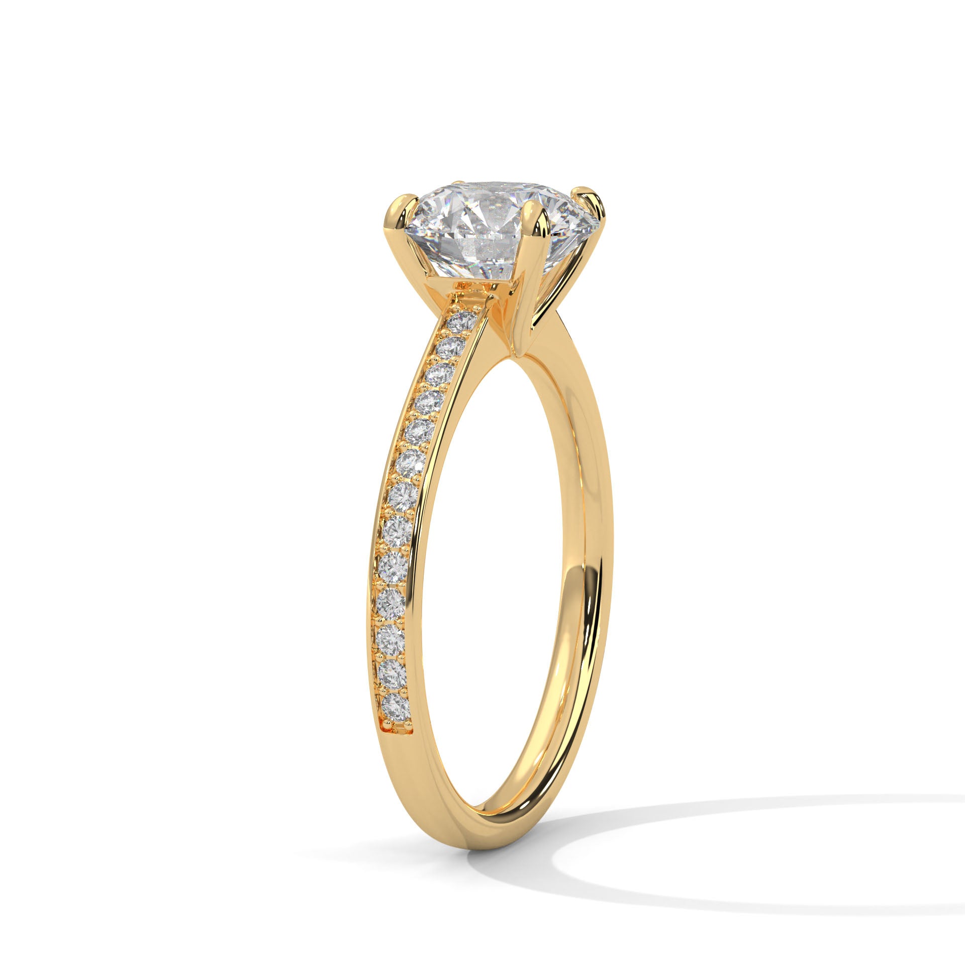 Round Lab Grown Diamond Solitaire Engagement Ring | 4-Prong | 14K 18K Gold