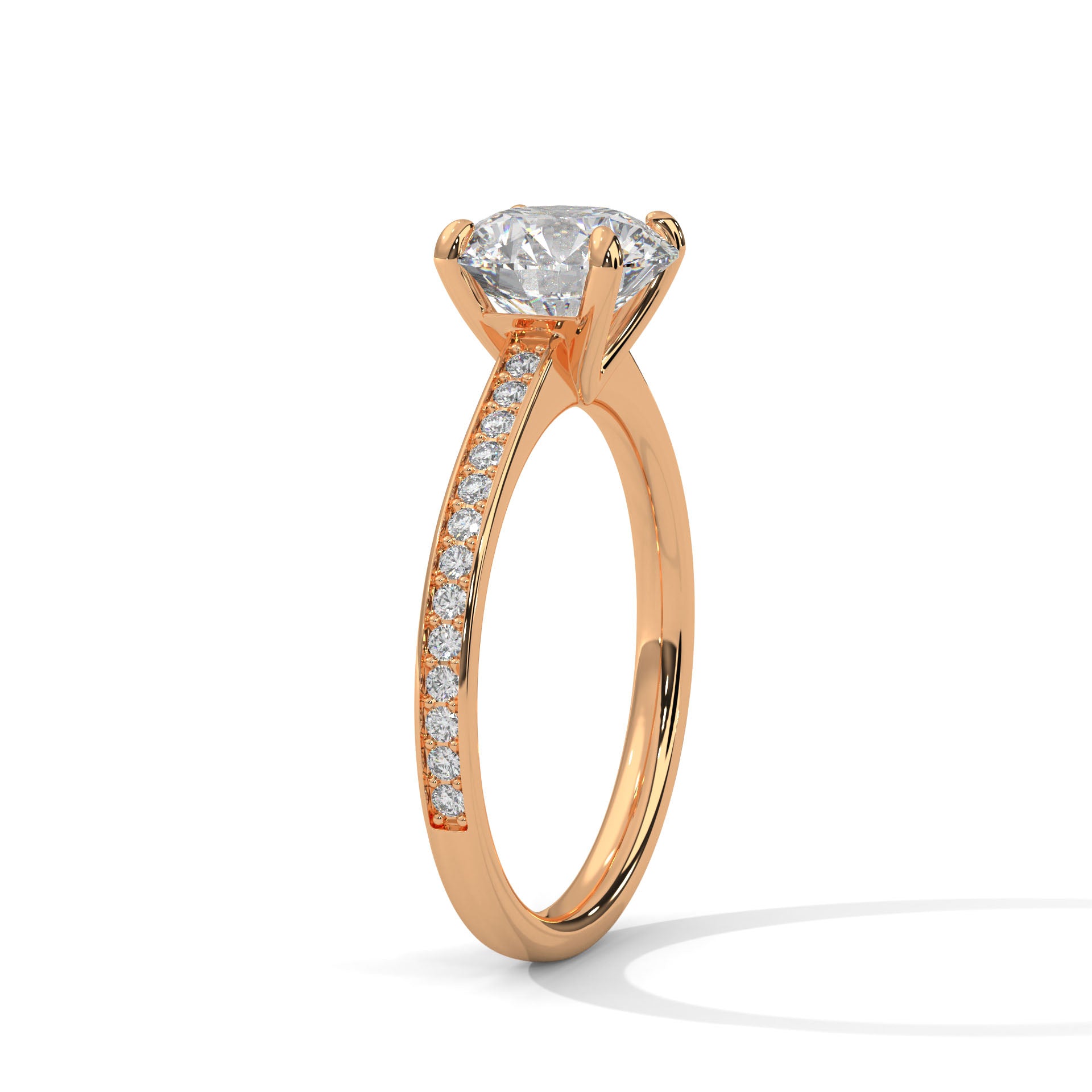 Round Lab Grown Diamond Solitaire Engagement Ring | 4-Prong | 14K 18K Gold