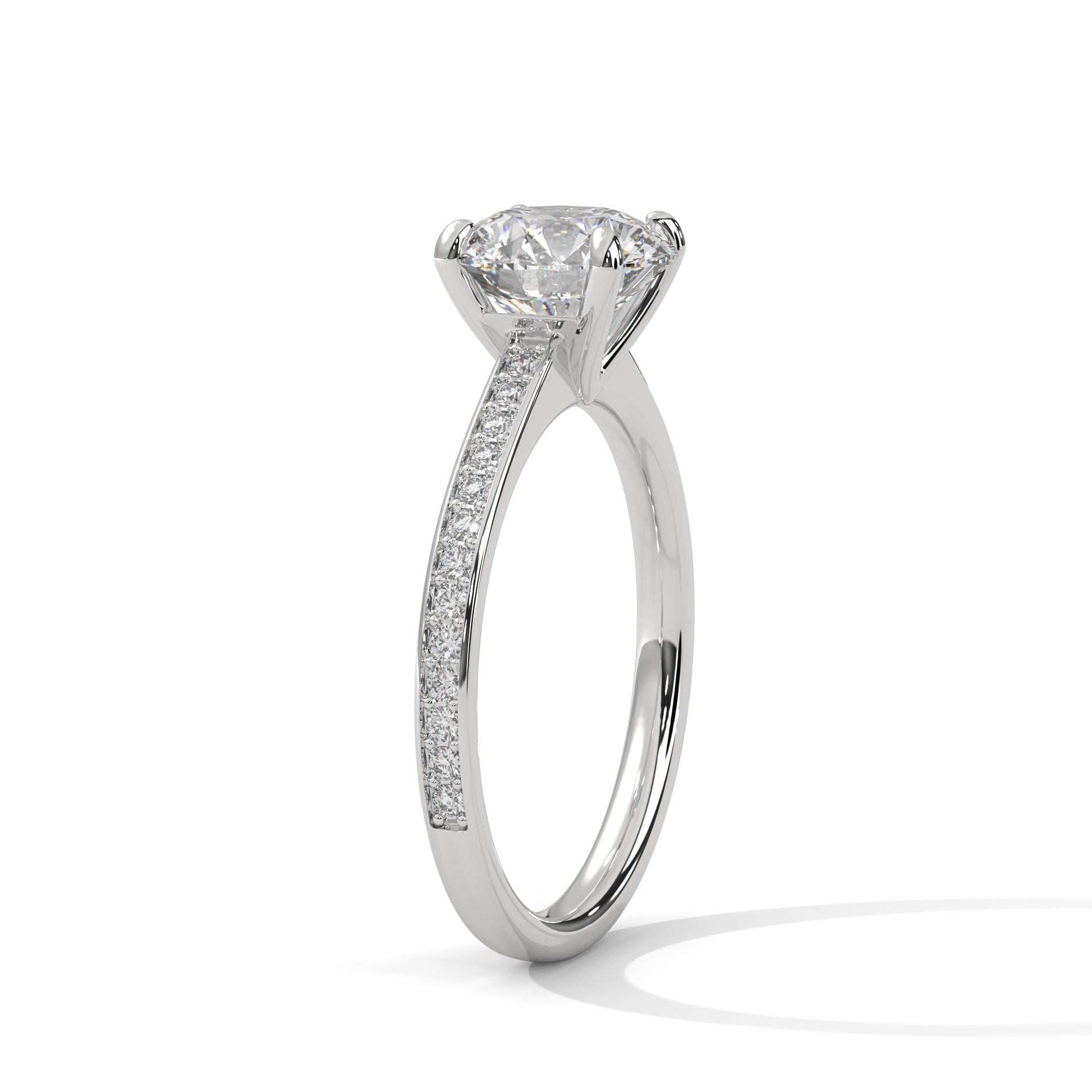 Round Lab Grown Diamond Solitaire Engagement Ring | 4-Prong | 14K 18K Gold