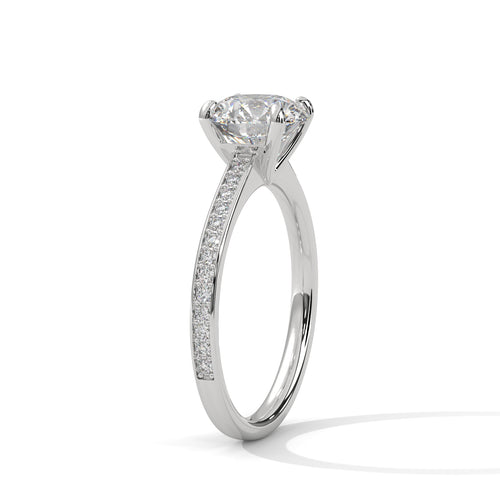 Round Lab Grown Diamond Solitaire Engagement Ring | 4-Prong | 14K 18K Gold