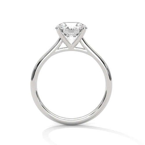 Round Cathedral Solitaire Lab Grown Diamond Ring | Tall Profile | 14K 18K Gold