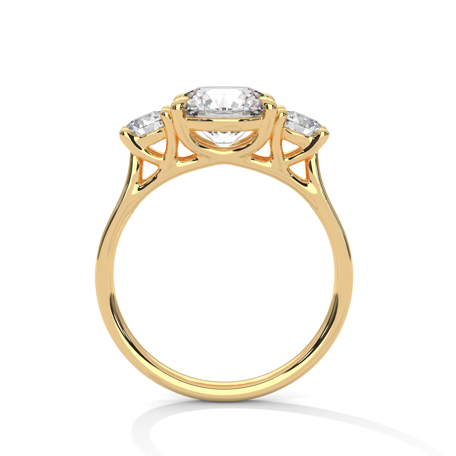 Three-Stone Lab Grown Diamond Engagement Ring in Solid Gold