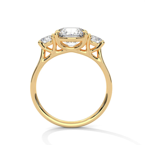 Three-Stone Lab Grown Diamond Engagement Ring in Solid Gold