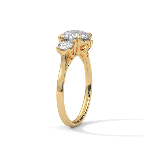 Three-Stone Lab Grown Diamond Engagement Ring in Solid Gold