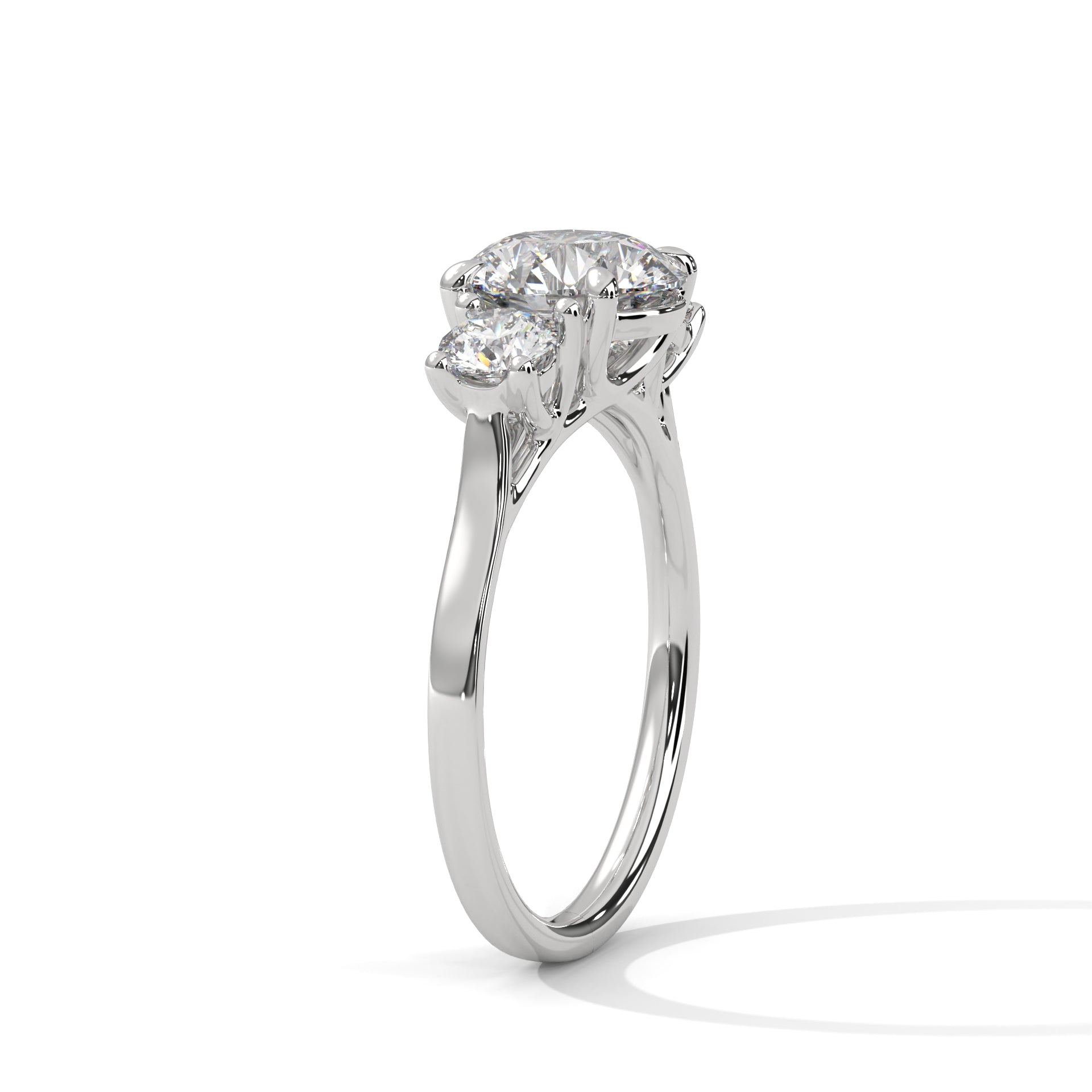 Three-Stone Lab Grown Diamond Engagement Ring in Solid Gold