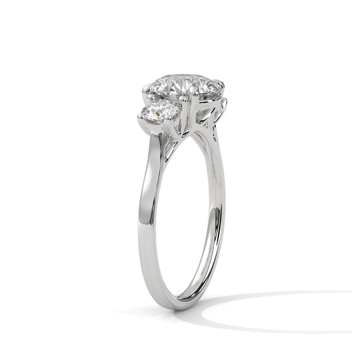 Three-Stone Lab Grown Diamond Engagement Ring in Solid Gold