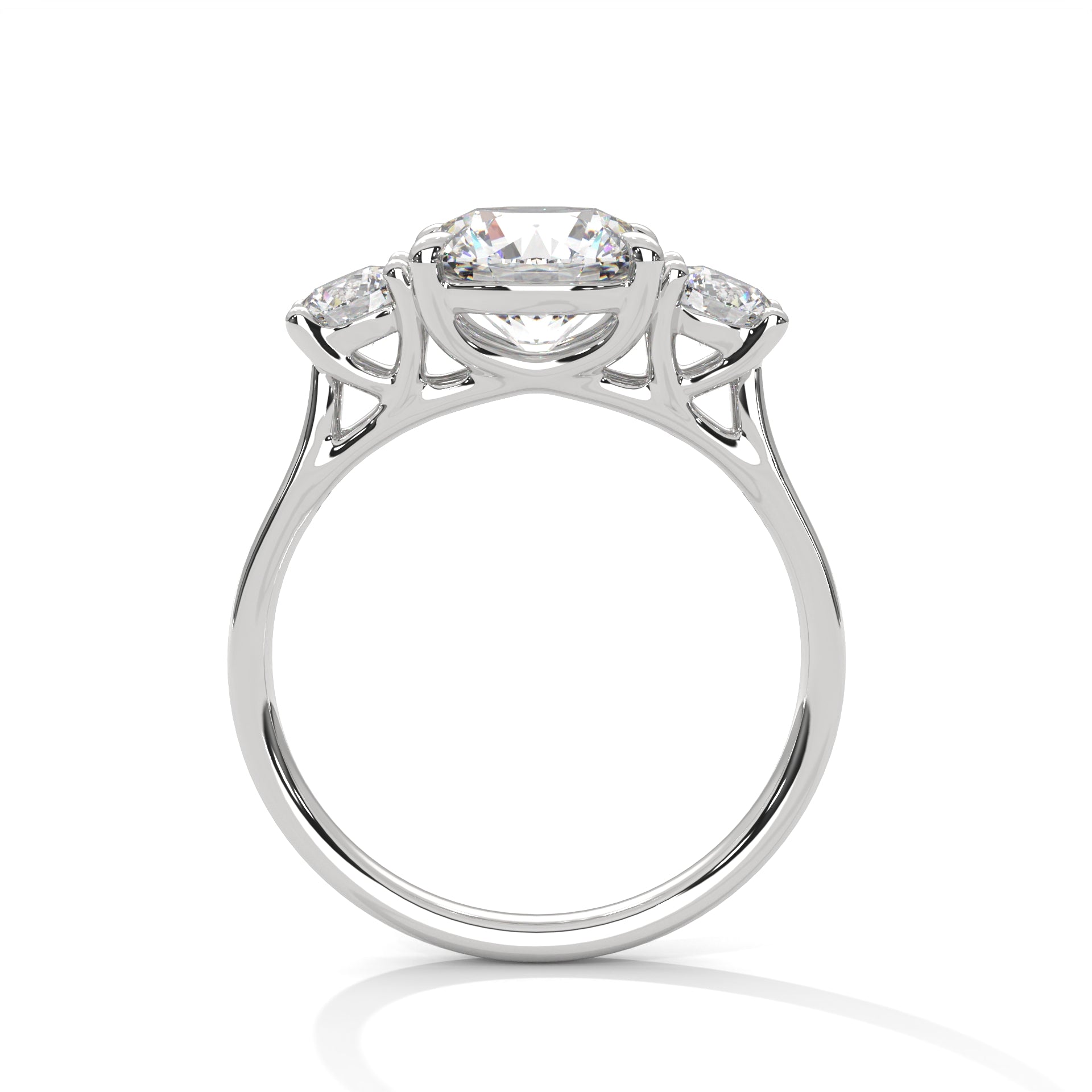 Three-Stone Lab Grown Diamond Engagement Ring in Solid Gold