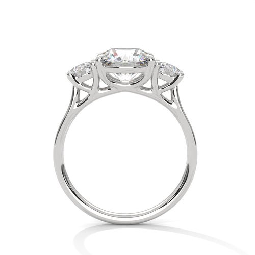 Three-Stone Lab Grown Diamond Engagement Ring in Solid Gold