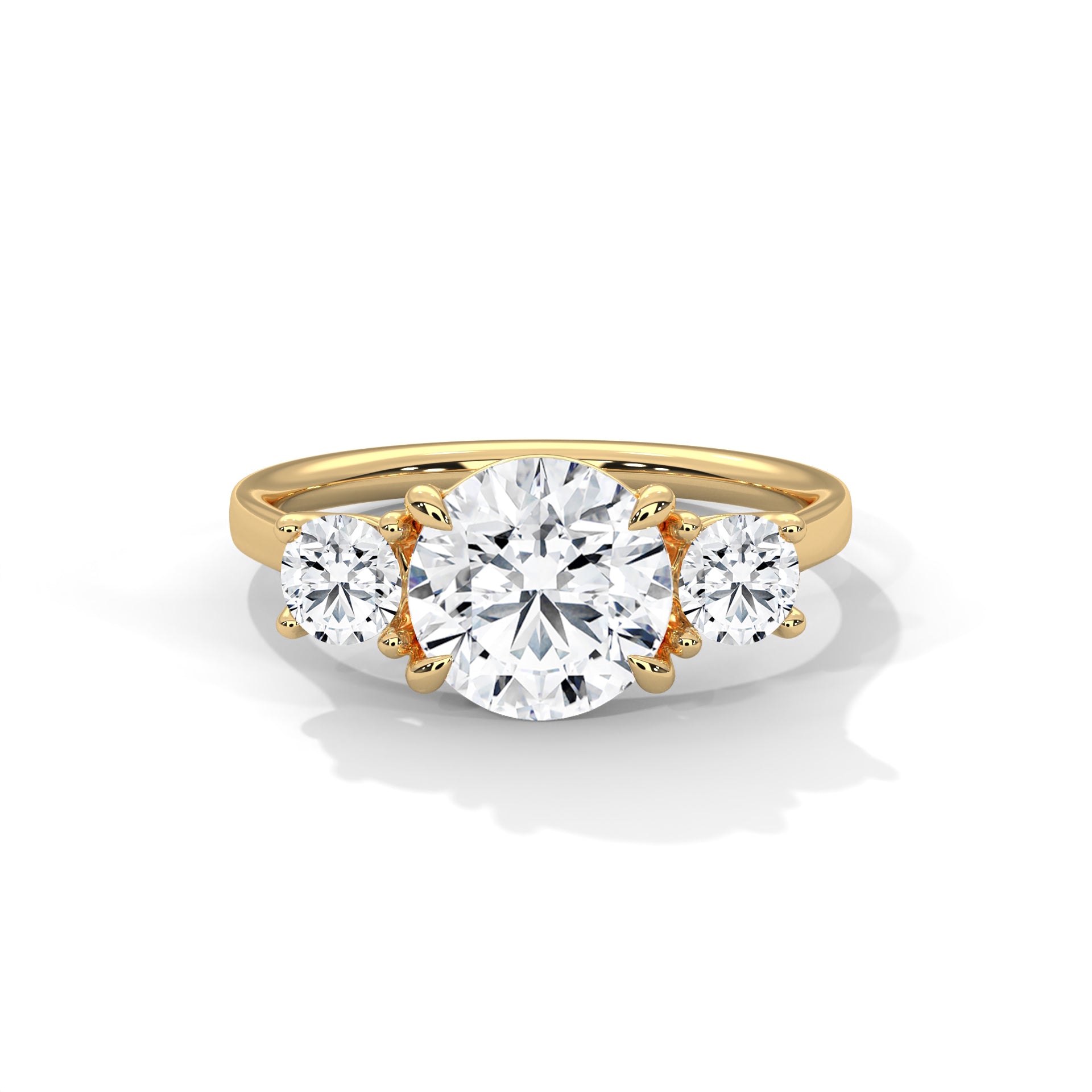 Three-Stone Lab Grown Diamond Engagement Ring in Solid Gold