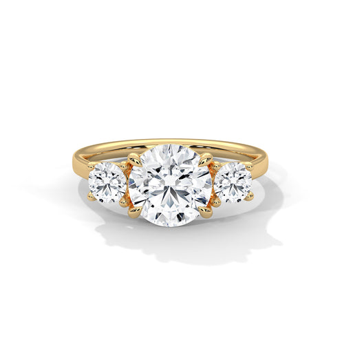 Three-Stone Lab Grown Diamond Engagement Ring in Solid Gold