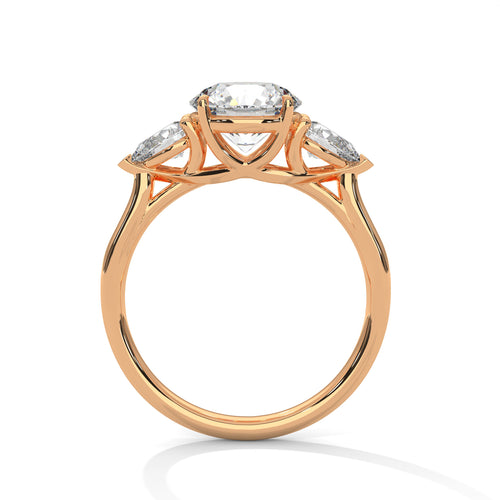 Trellis-style setting side profile in polished rose gold.