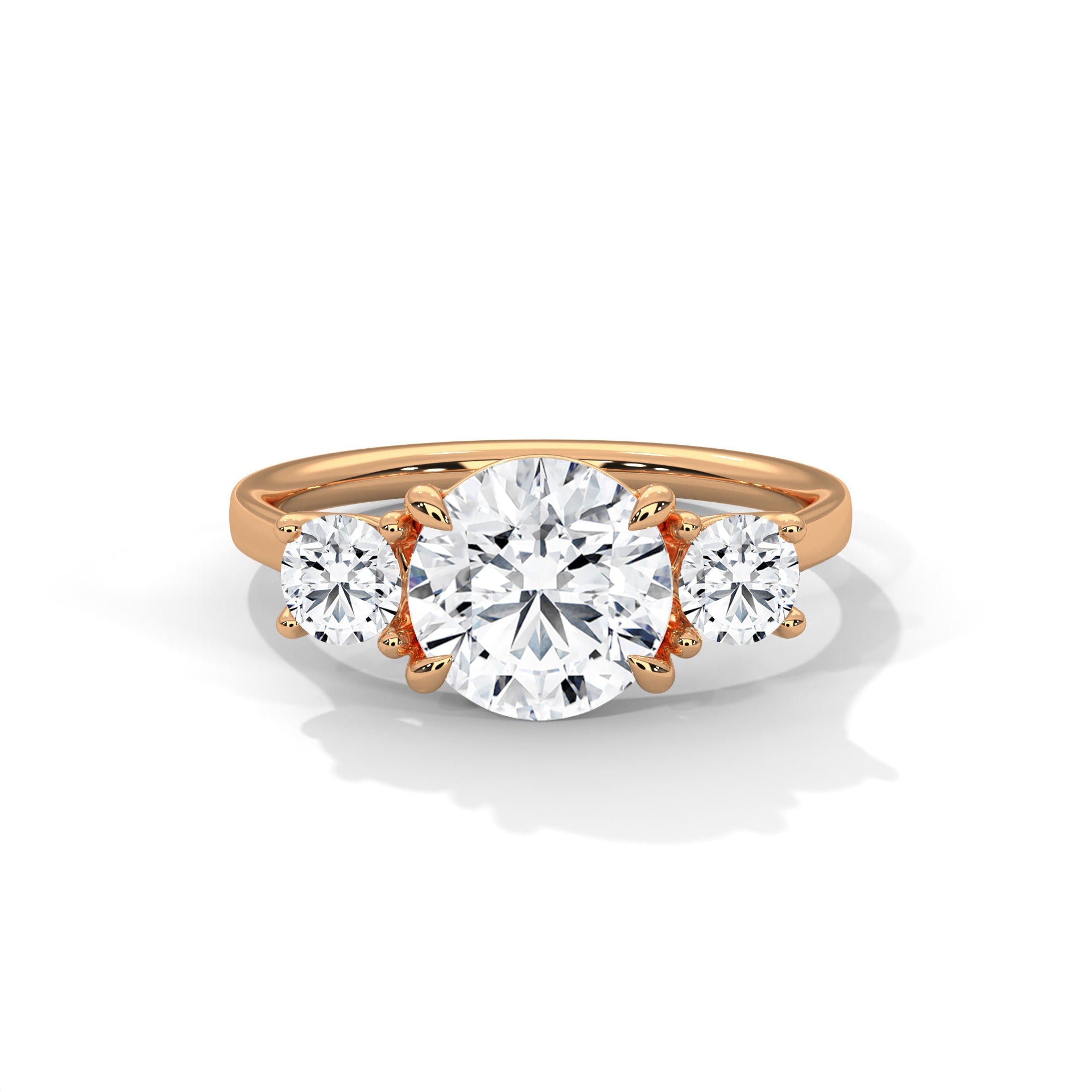 Three-Stone Lab Grown Diamond Engagement Ring in Solid Gold