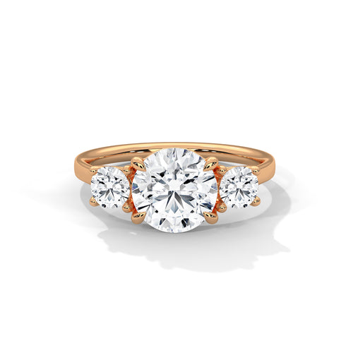 Three-Stone Lab Grown Diamond Engagement Ring in Solid Gold