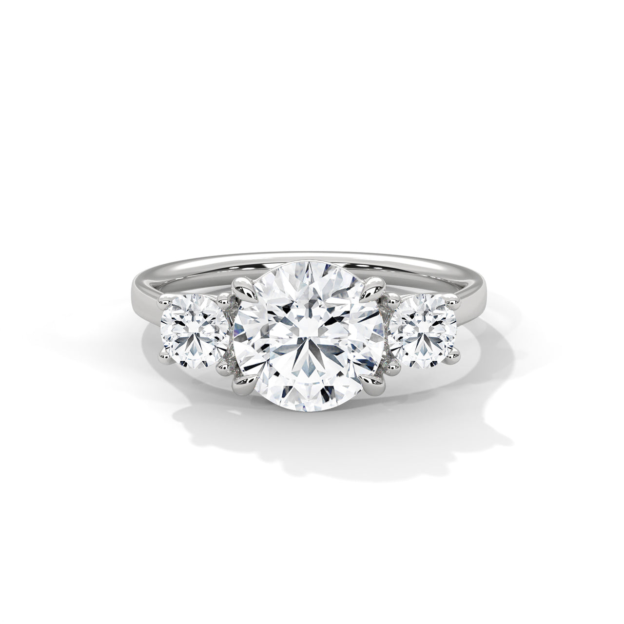 Three-Stone Lab Grown Diamond Engagement Ring in Solid Gold