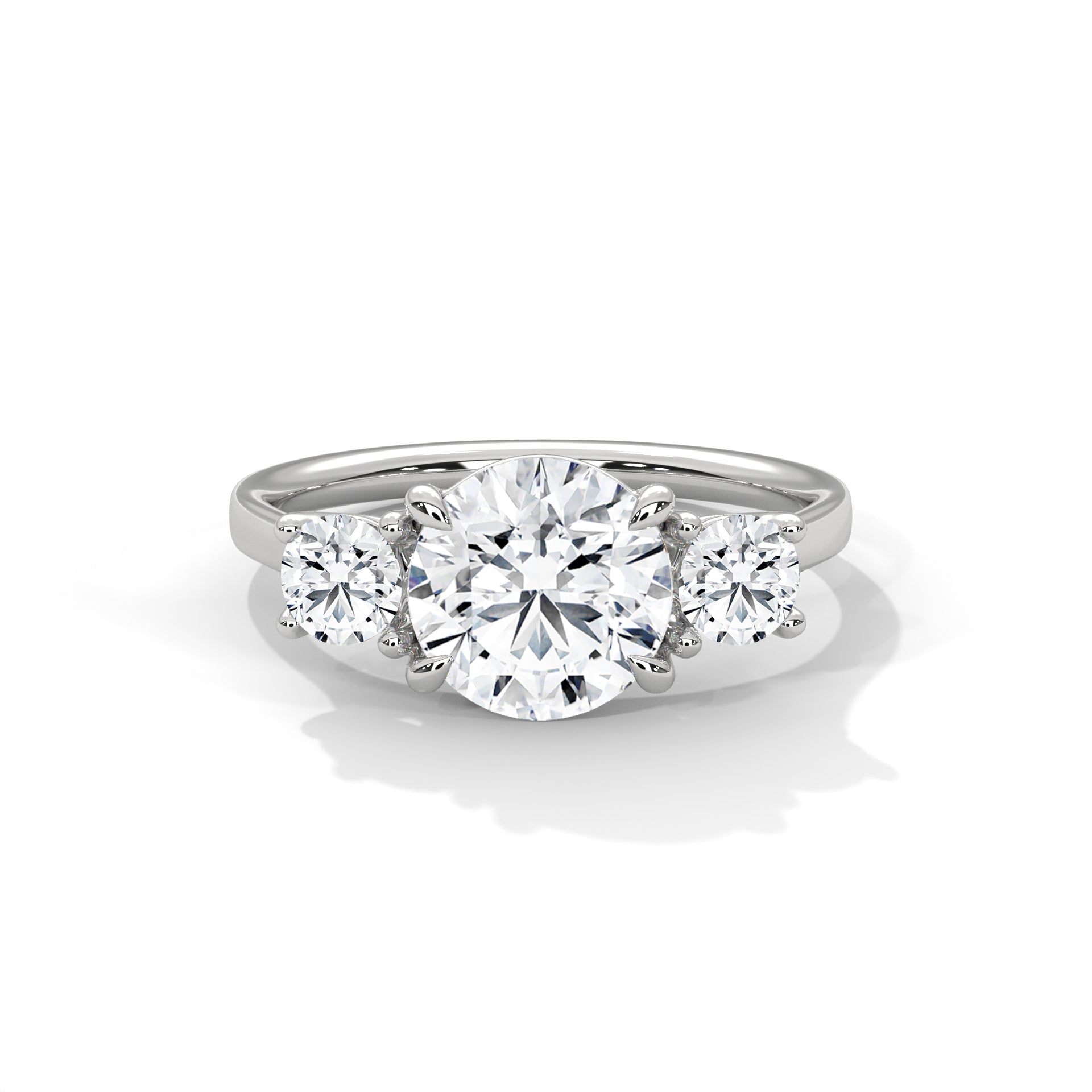 Three-Stone Lab Grown Diamond Engagement Ring in Solid Gold