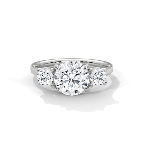Three-Stone Lab Grown Diamond Engagement Ring in Solid Gold