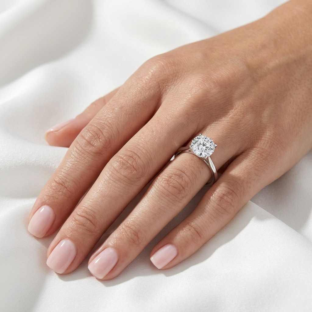 Round Cathedral Solitaire Lab Grown Diamond Ring | Tall Profile | 14K 18K Gold