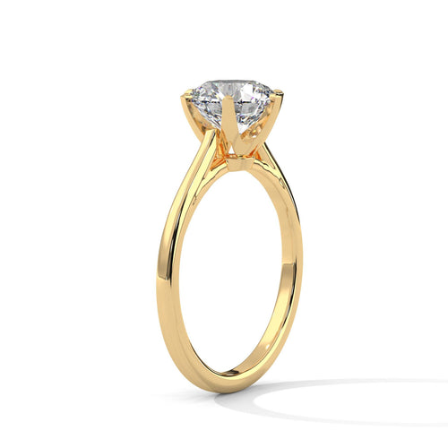 Round brilliant lab diamond pave ring in solid 18K rose gold