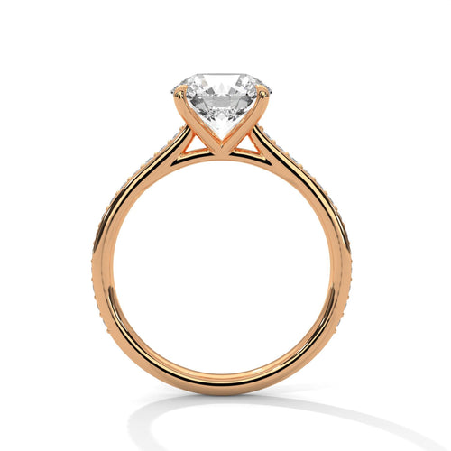 Round Pavé Cathedral Lab Grown Diamond Engagement Ring | F VS2 | 14K 18K Gold