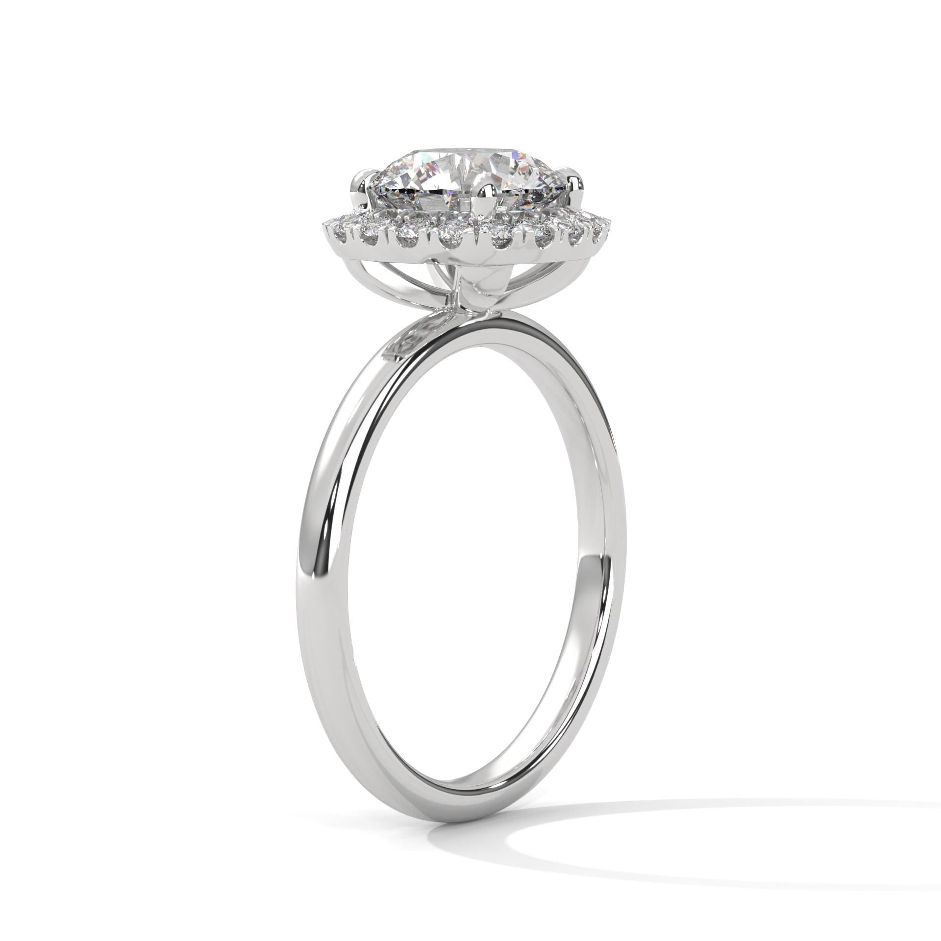 1 to 3 carat round lab diamond pave halo engagement ring in rose gold
