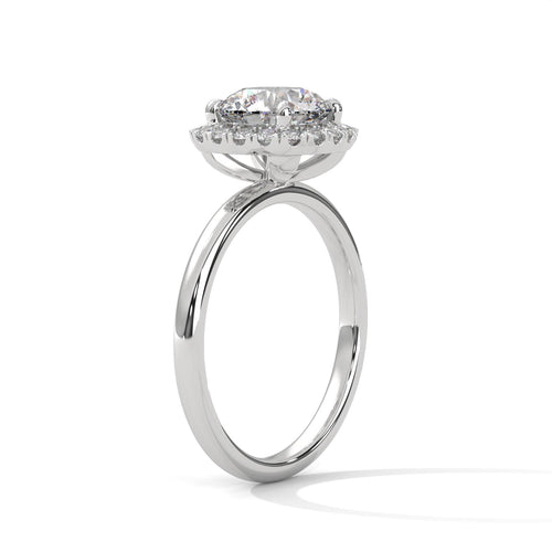 1 to 3 carat round lab diamond pave halo engagement ring in rose gold