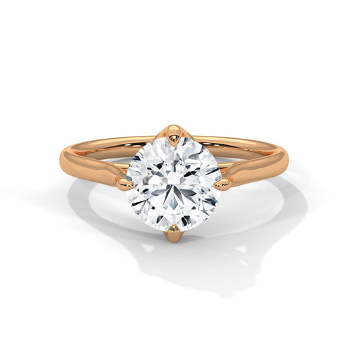 Round brilliant lab-grown diamond solitaire engagement ring in solid 18k rose gold.