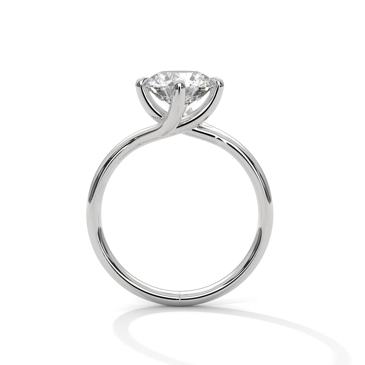Round Brilliant Twisted Bypass Solitaire Lab Grown Diamond Ring | 14K 18K Gold