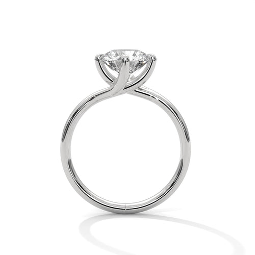 Round Brilliant Twisted Bypass Solitaire Lab Grown Diamond Ring | 14K 18K Gold