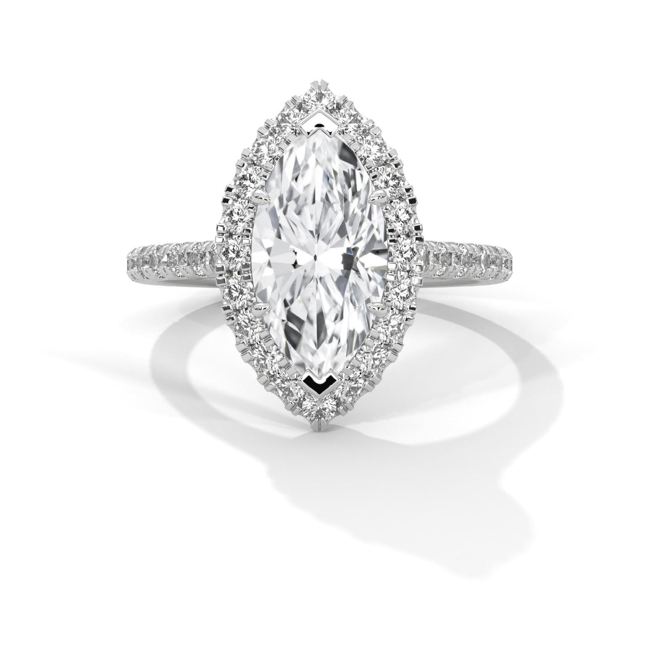 1 to 3 carat marquise lab diamond halo solitaire in 14k white gold