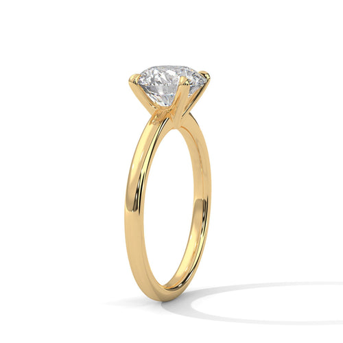 Round Cathedral Solitaire Lab Grown Diamond Ring | Daily Wear | 4-Prong | 14K 18K