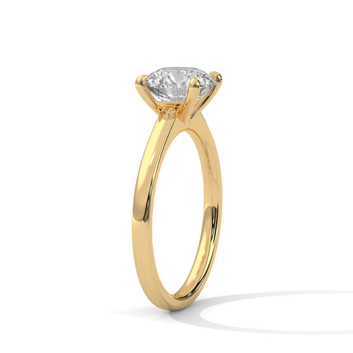 Round Lab Grown Diamond Classic Cathedral Solitaire Ring | 4-Prong | 14K 18K